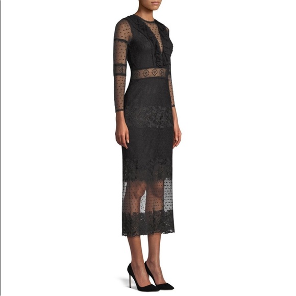 Alexis Elize Long Sleeve Lace Midi Dress in Black XS - Picture 3 of 8